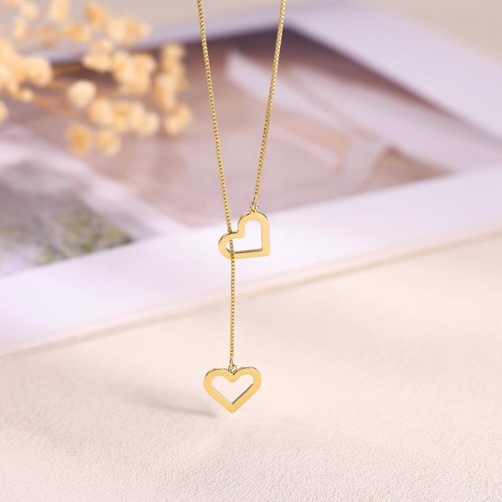 Cute Heart Necklace Tiny 14k Gold Heart Pendant Choker Necklaces Small Gold Love - Picture 5 of 8